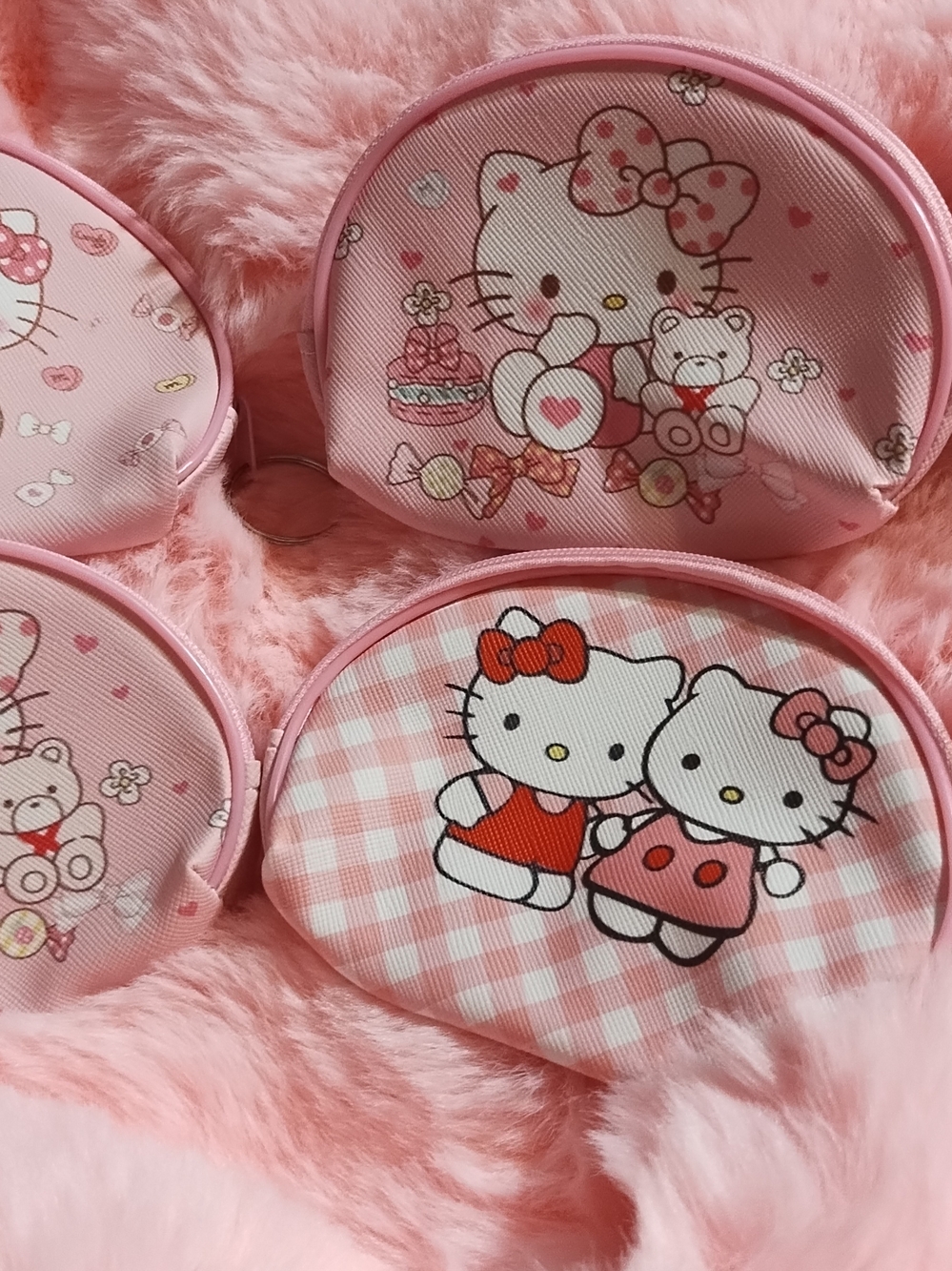Sanrio Hello Kitty Pink Coin Pouch Set with Twin Kitty Print